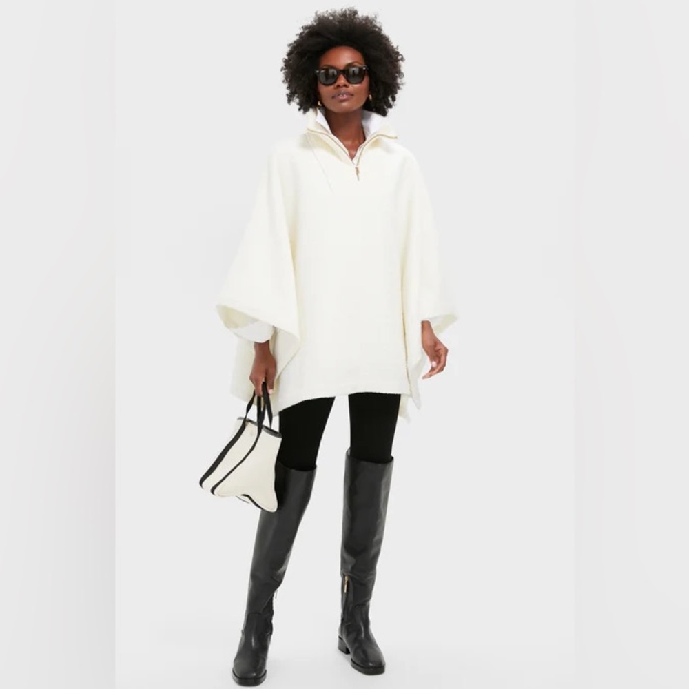 NWT TUCKERNUCK Winter White Boucle High-Neck Poncho